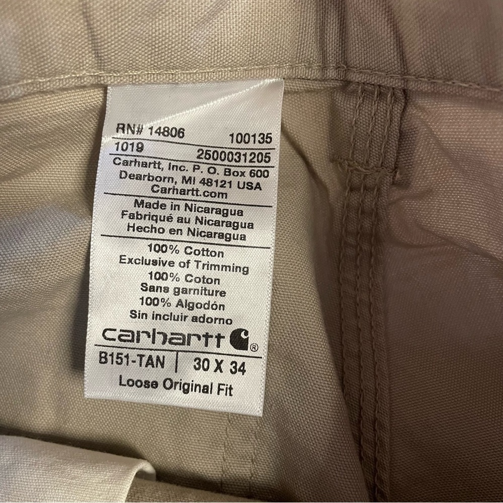 Carhartt Men's Loose Original Fit Canvas Work Dungaree Size 30x34 - Picture 4 of 5
